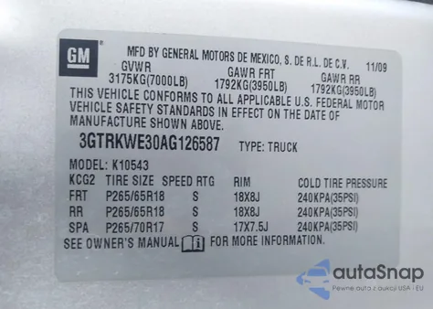 2010 GMC Sierra 1500 Slt from USA, damaged, VIN 3GTRKWE30AG126587